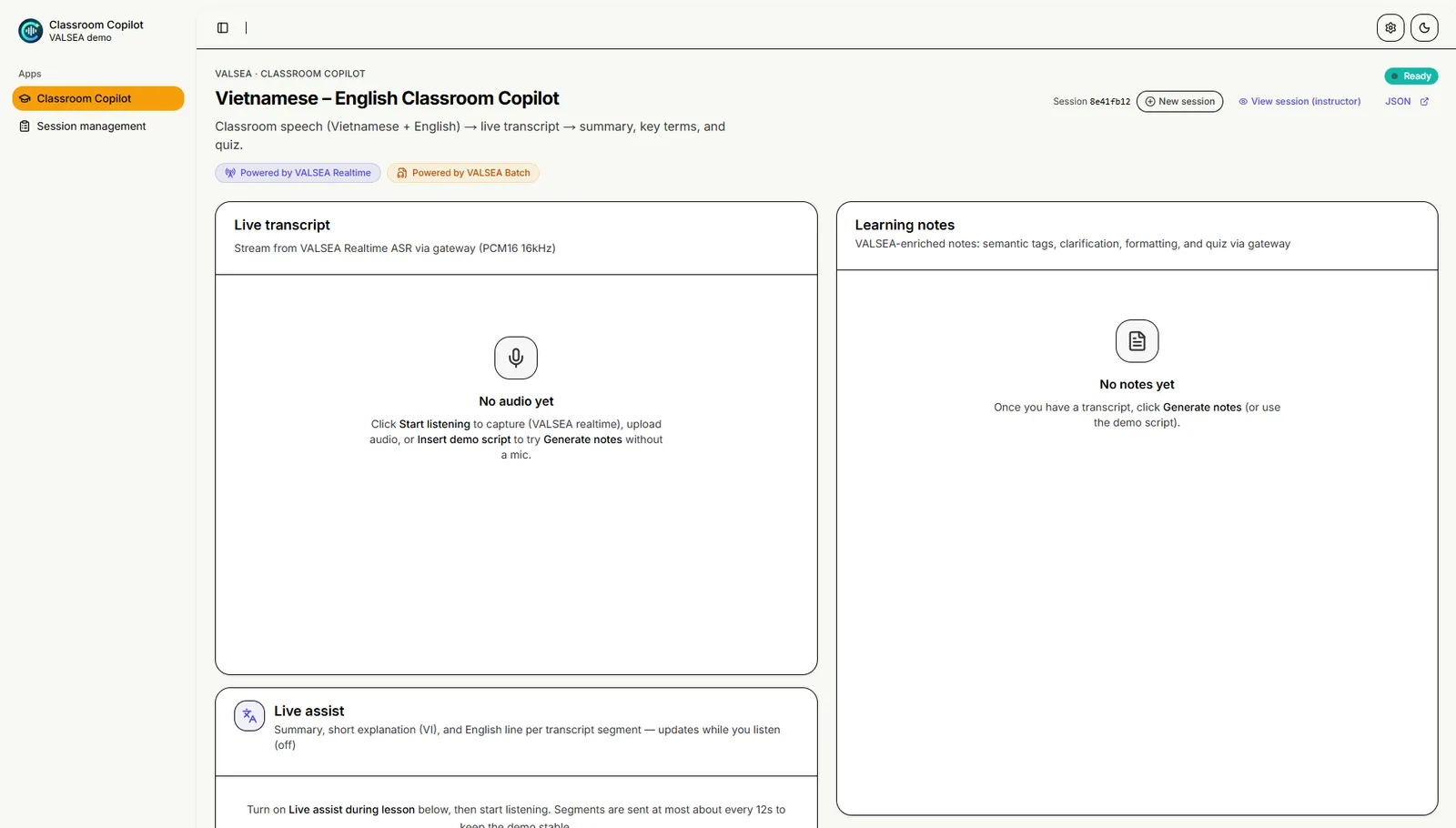 VALSEA Classroom Copilot preview